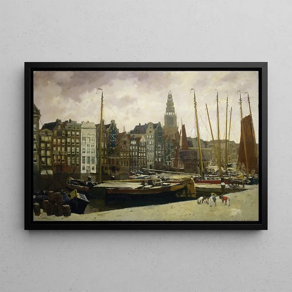 Le Damrak Amsterdam - George Hendrik Breitner — framed artwork on a wall