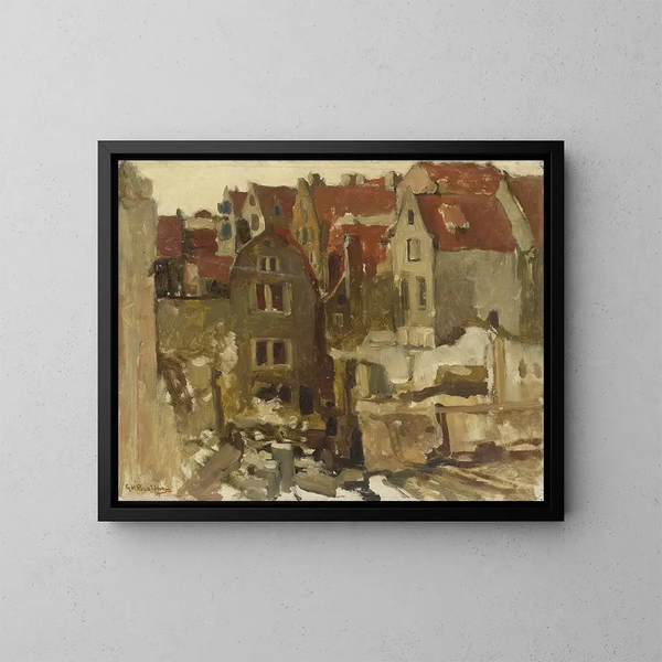 La démolition du Grand Bazar de la Bourse sur le Nieuwendijk à Amsterdam - George Hendrik Breitner — framed artwork on a wall