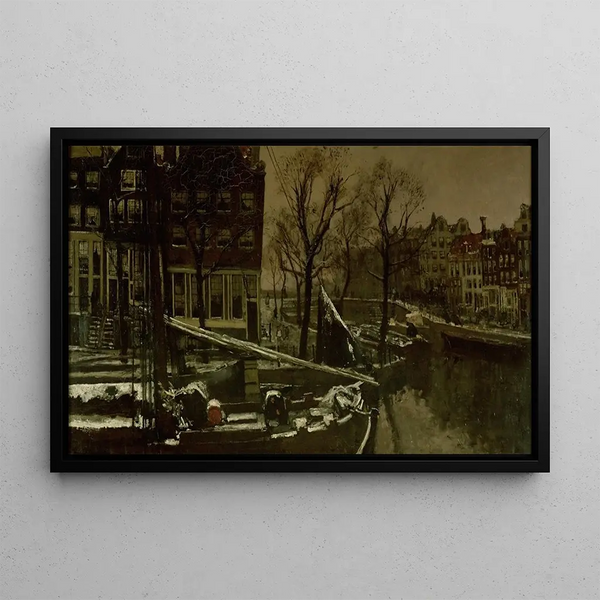 Winter in Amsterdam - George Hendrik Breitner — framed artwork on a wall