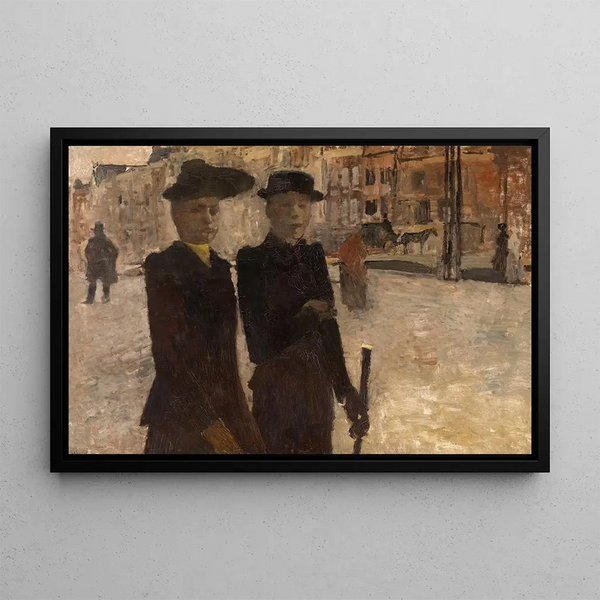 Women on the Rokin in Amsterdam - George Hendrik Breitner — framed artwork on a wall