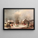 Cour de ferme en hiver - George Henry Durrie — framed artwork on a wall