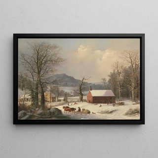 George Henry Durrie - Red School House Country Scene.webp