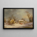 Winter at the Farm - George Henry Durrie — framed artwork on a wall