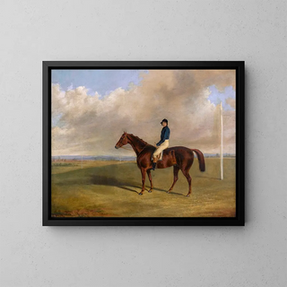 A racehorse with a jockey - George Henry Laporte — framed artwork on a wall
