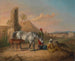 Jument arabe grise et son poulain avec une famille - George Henry Laporte — artwork view
