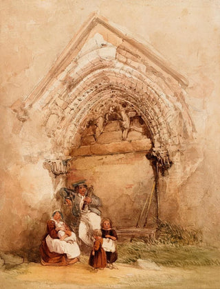 Characters near a door of Corfe Castle, Dorset - George Howse — artwork view