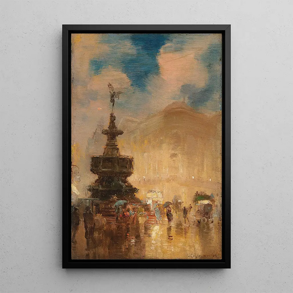 April Time Piccadilly Circus - George Hyde Pownall — framed artwork on a wall