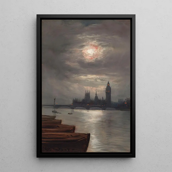 The river under moonlight - George Hyde Pownall — framed artwork on a wall
