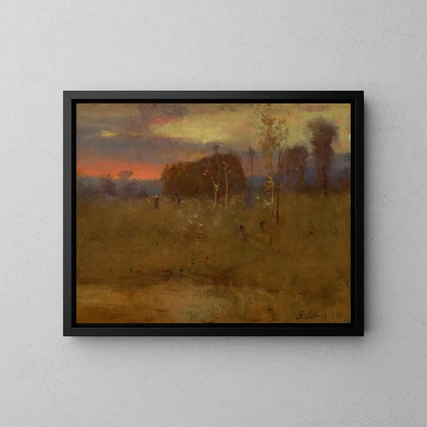 Glow of the Evening on the Prairie - George Inness — framed artwork on a wall