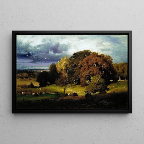 Autumn Oaks - George Inness — framed artwork on a wall