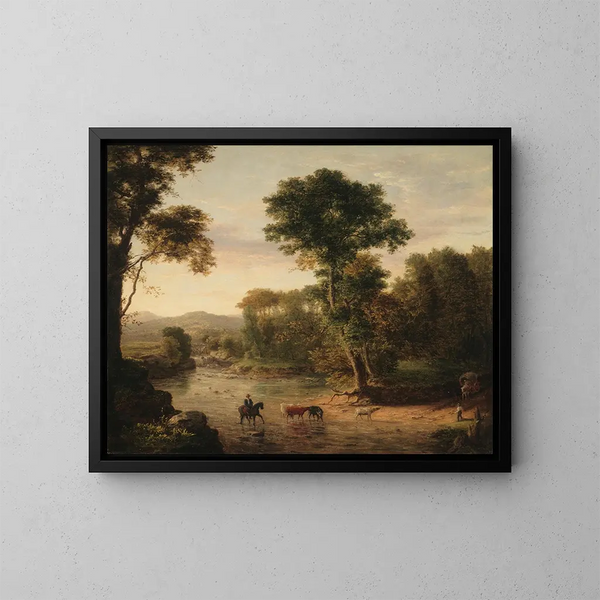 La Traversée du gué - George Inness — framed artwork on a wall