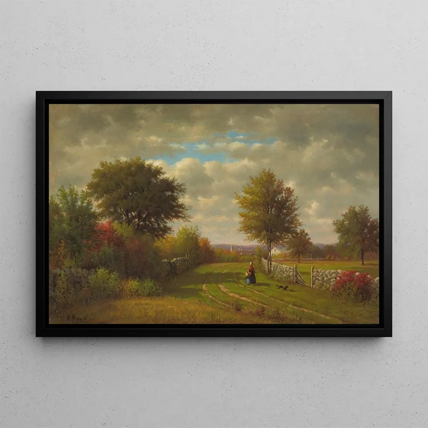 Going to the market - George Inness — framed artwork on a wall