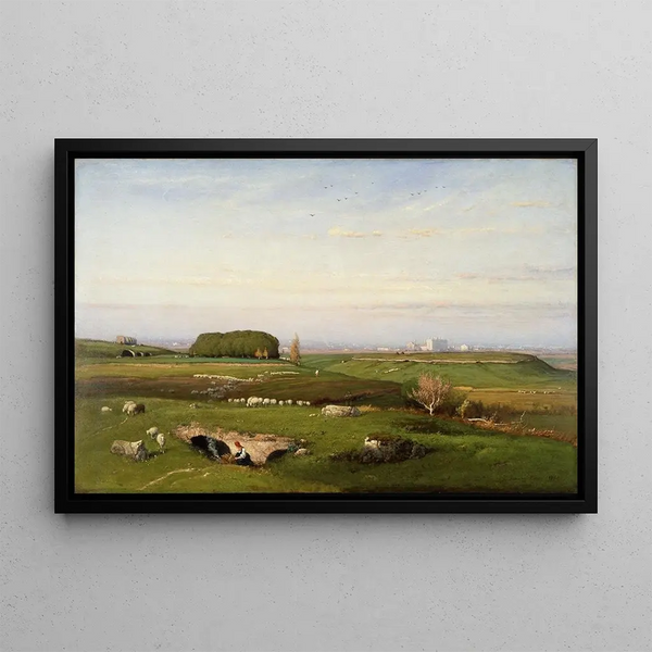 in the Roman countryside - George Inness — framed artwork on a wall