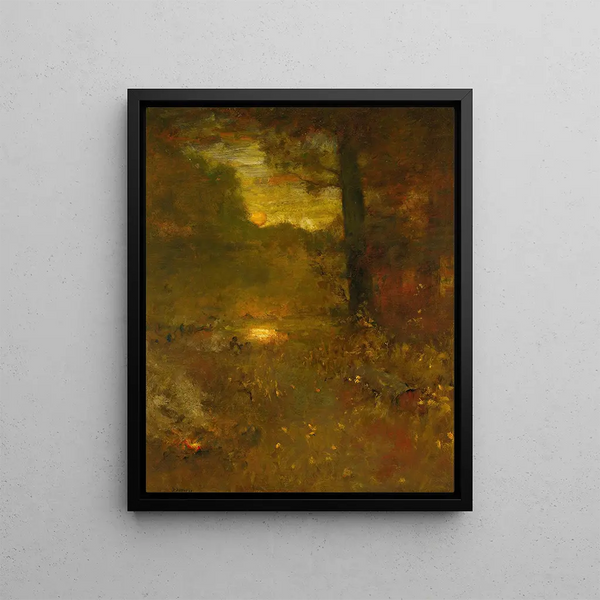 Landscape at Sunset The End of the Day - George Inness — framed artwork on a wall