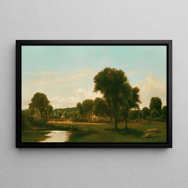 Landscape Painting of Medfield - George Inness — framed artwork on a wall