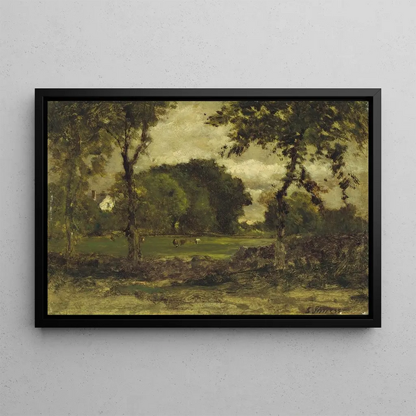 Medfield Massachusetts A Farm in Medfield - George Inness — framed artwork on a wall