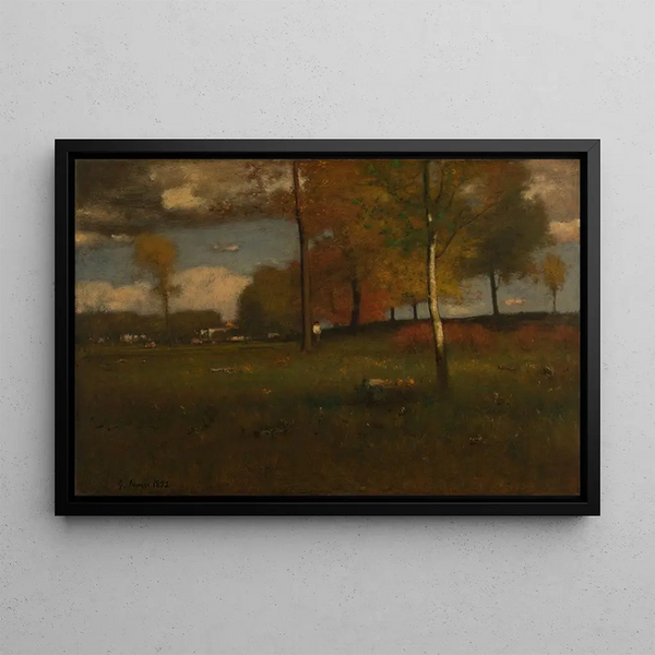 Near the village in October - George Inness — framed artwork on a wall