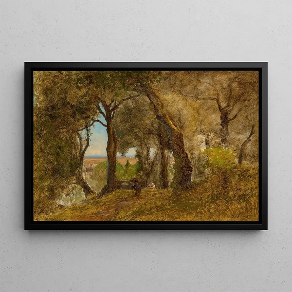 Olive Trees in Albano, Italy - George Inness — framed artwork on a wall