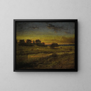Pasture at Dawn - George Inness — framed artwork on a wall