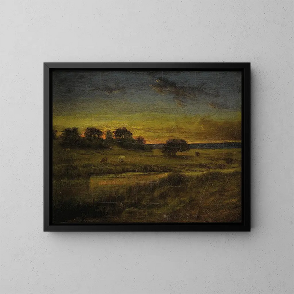 Pasture at Dawn - George Inness — framed artwork on a wall