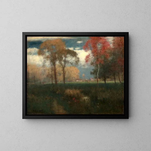 Sunny Autumn Day - George Inness — framed artwork on a wall
