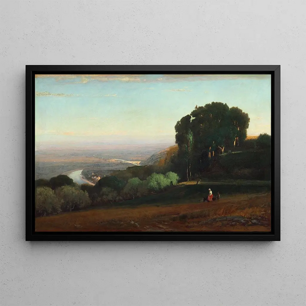 View of the Tiber near Perugia - George Inness — framed artwork on a wall