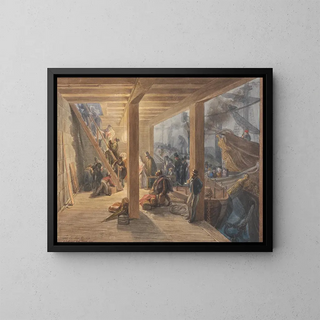 Staircase of the swans, London Bridge - George Johann Scharf — framed artwork on a wall