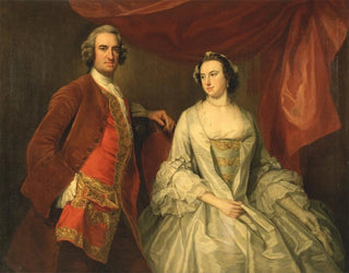 a man and a woman, probably from the vanished family of Little Park House, Wickham, Hampshire - George Knapton — artwork view