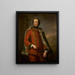 Portrait painting of Walter Smythe, three-quarter, wearing a uniform with a green cape lined with fur - George Knapton — framed artwork on a wall
