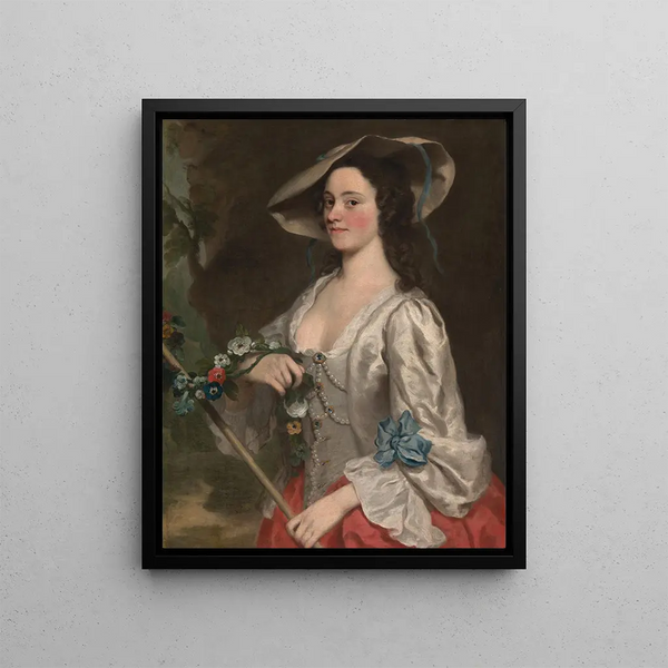 Portrait of a Woman - George Knapton — framed artwork on a wall