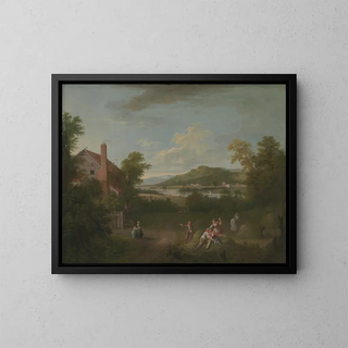 Landscape with Farm Workers - George Lambert — framed artwork on a wall