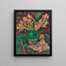 Glads in a Green Vase - George Leslie Hunter — framed artwork on a wall