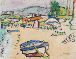 On the beach in the south of France - George Leslie Hunter — artwork view