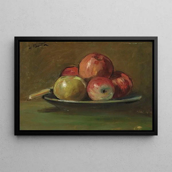 Still life with apples - George Leslie Hunter — framed artwork on a wall