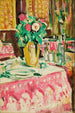 Still life with roses in an interior - George Leslie Hunter — artwork view