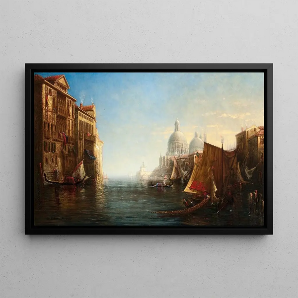 Morning on the Grand Canal in Venice - George Loring Brown — framed artwork on a wall
