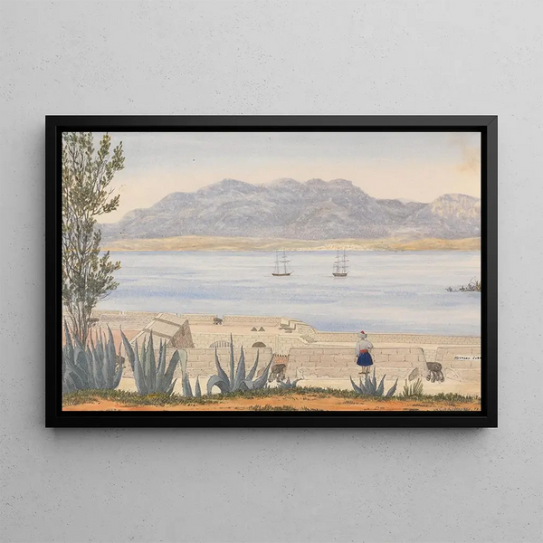 Algésiras depuis Gibraltar - George Lothian Hall — framed artwork on a wall