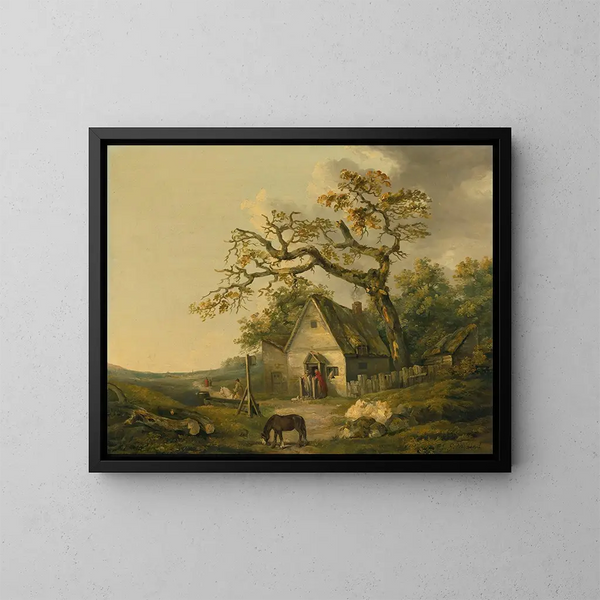 A country inn - George Morland — framed artwork on a wall
