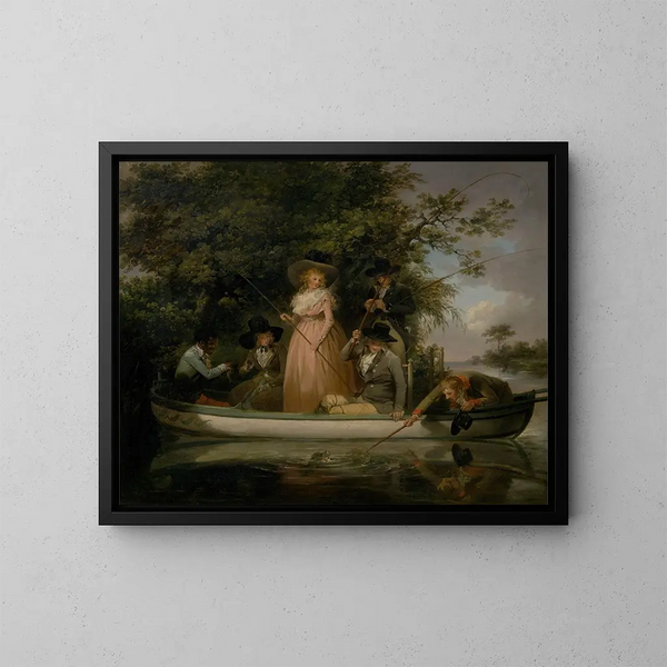 A Fishing Scene - George Morland — framed artwork on a wall