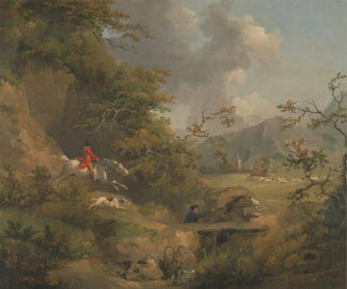 Hunting in hilly country - George Morland — artwork view