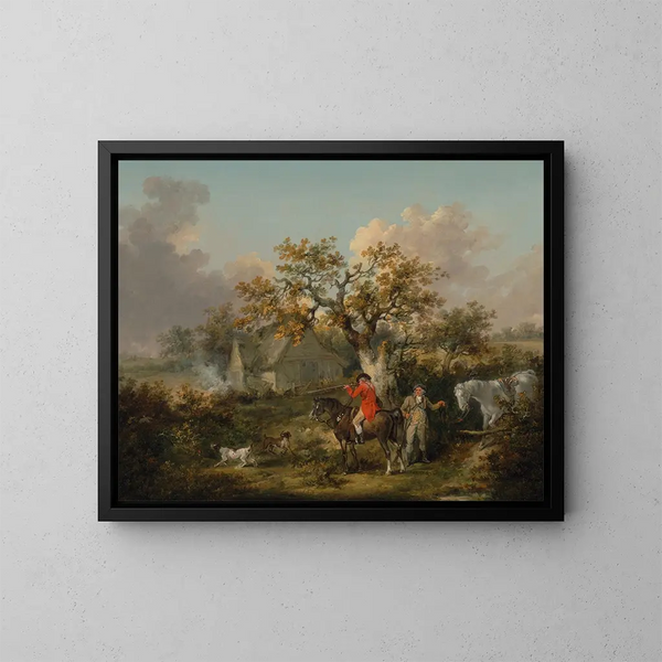 Shooting at the pheasant - George Morland — framed artwork on a wall