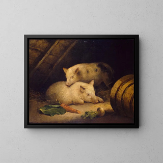 Pigs - George Morland — framed artwork on a wall
