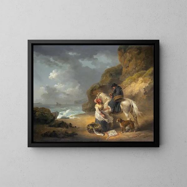 Fish Sale - George Morland — framed artwork on a wall
