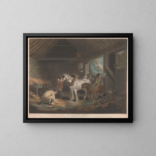 L'Étable des fermiers - George Morland — framed artwork on a wall