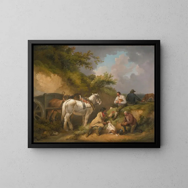 Les travailleurs se reposent - George Morland — framed artwork on a wall
