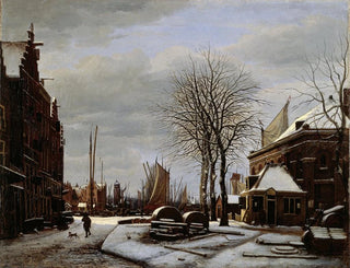 the Market of the mills in Amsterdam with the Het Zeerecht building in winter - George Pieter Westenberg — artwork view