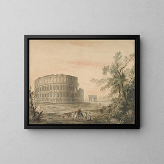 Colosseum of Rome with arch on the left - George Robertson — framed artwork on a wall