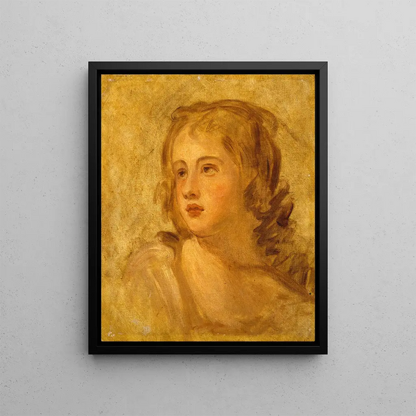 Head of a Woman - George Romney — framed artwork on a wall
