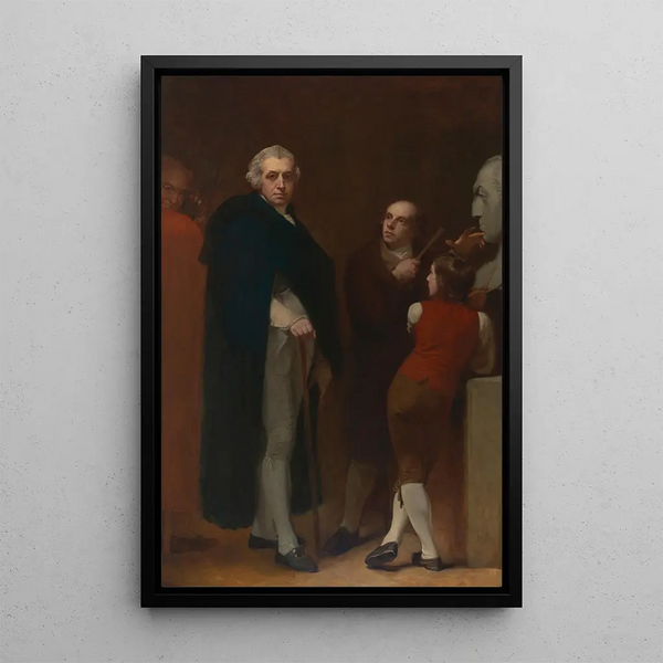 John Flaxman modeling the bust of William Hayley - George Romney — framed artwork on a wall