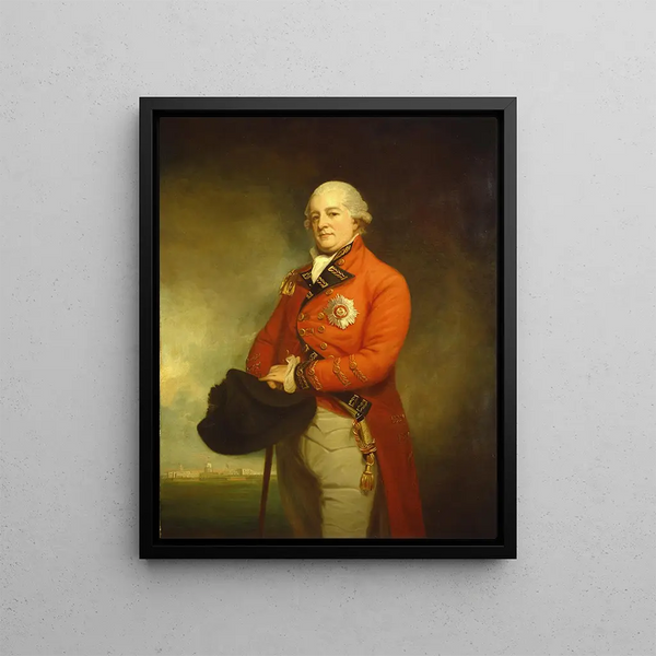 Major-general Sir Archibald Campbell - George Romney — framed artwork on a wall